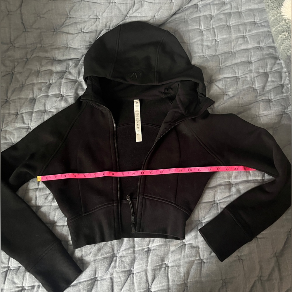 Lululemon Cropped Scuba Full Zip Black Hoodie Size 2 Women's